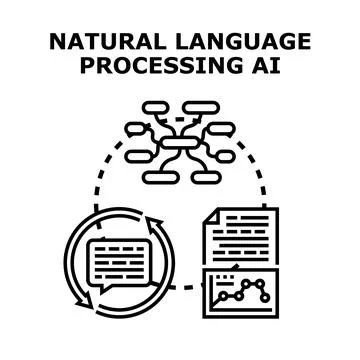 Natural language processing ai analyzing data concept Illustrazione stock