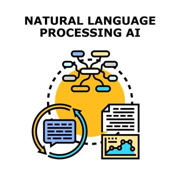 Natural language processing ai analyzing data concept Stockillustratie