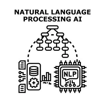 Natural language processing ai technology development concept Stock Illustration