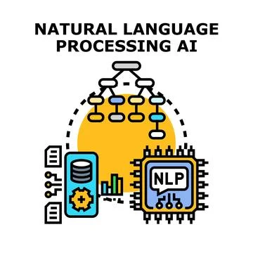 Natural language processing ai technology development concept Stock Illustration