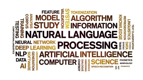 Natural Language Processing animated word cloud,animation kinetic typography. Stock Footage 314010712