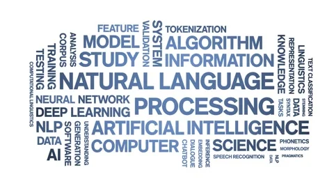 Natural Language Processing animated word cloud,animation kinetic typography. Stock Footage 314010805