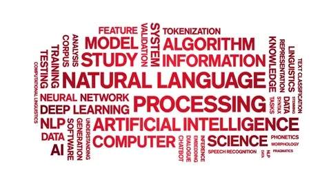 Natural Language Processing animated word cloud,animation kinetic typography. Stock Footage 314010868
