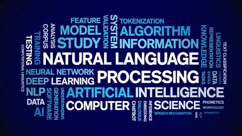 Natural Language Processing animated word cloud,animation kinetic typography. Stock Footage 314011065