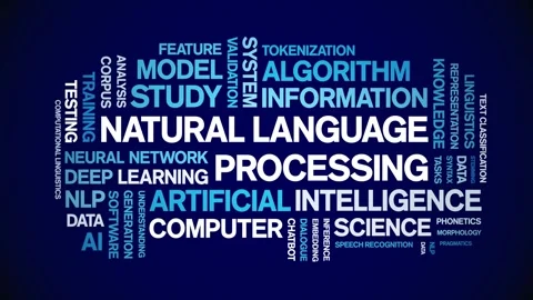 Natural Language Processing animated word cloud,animation kinetic typography. Stock Footage 314011297