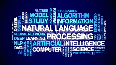 Natural Language Processing animated word cloud,animation kinetic typography. Stock Footage 314011417