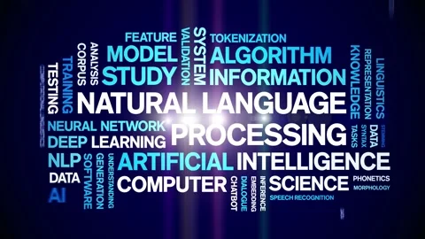 Natural Language Processing animated word cloud,animation kinetic typography. Stock Footage 314011484