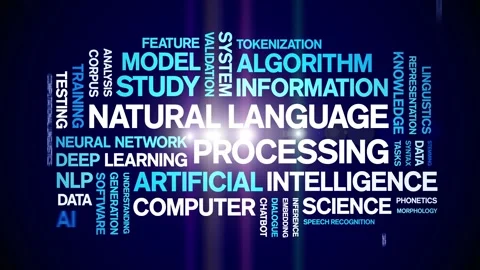 Natural Language Processing animated word cloud,animation kinetic typography. Stock Footage 314011516
