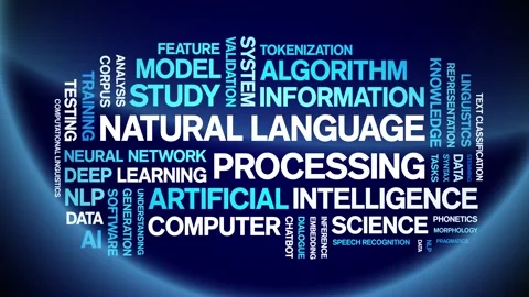 Natural Language Processing animated word cloud,animation kinetic typography. Stock Footage 314011593