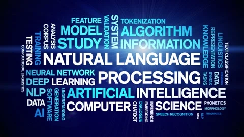 Natural Language Processing animated word cloud,animation kinetic typography. Stock Footage 314011638