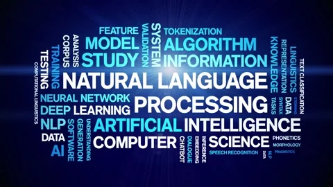 Natural Language Processing animated word cloud,animation kinetic typography. Stock Footage 314011669
