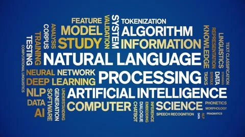 Natural Language Processing animated word cloud,animation kinetic typography. Stock Footage 314011773