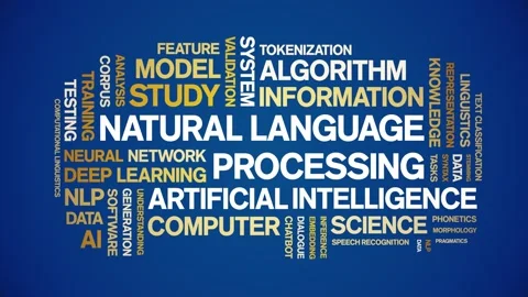 Natural Language Processing animated word cloud,animation kinetic typography. Stock Footage 314011868