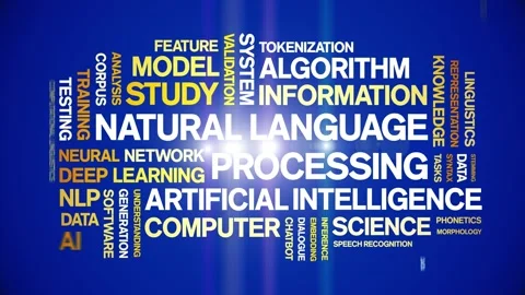 Natural Language Processing animated word cloud,animation kinetic typography. Stock Footage 314011931