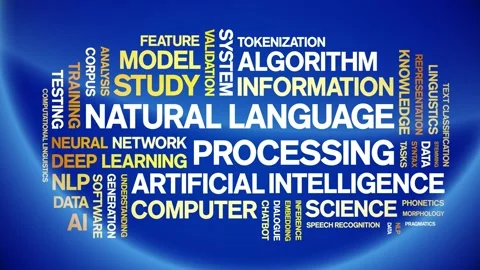 Natural Language Processing animated word cloud,animation kinetic typography. Stock Footage 314012105