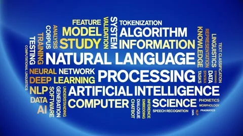 Natural Language Processing animated word cloud,animation kinetic typography. Stock Footage 314012186