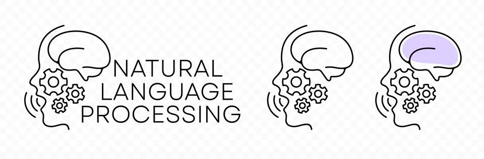 Natural language processing, artificial intelligence, nlp and ai Stockillustratie