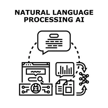 Natural language processing artificial intelligence technology concept Stock Illustration