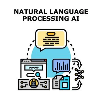 Natural language processing artificial intelligence technology concept 库存插图