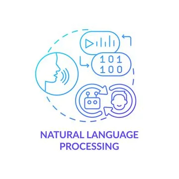 Natural language processing blue gradient concept icon Stock Illustration