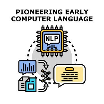 Natural language processing computer speech analysis concept Stock Illustration
