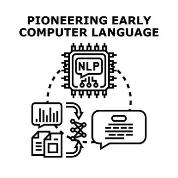 Natural language processing computer speech analysis concept Stock Illustration