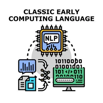 Natural language processing computing coding technology development 库存插图