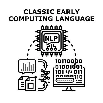 Natural language processing computing coding technology development Stock Illustration
