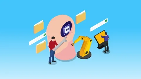 Natural Language Processing Concept with Engineers Developing NPL AI Chip 3.. Video stock 337945083