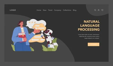 Natural language processing concept. Flat vector illustration. Illustrazione stock