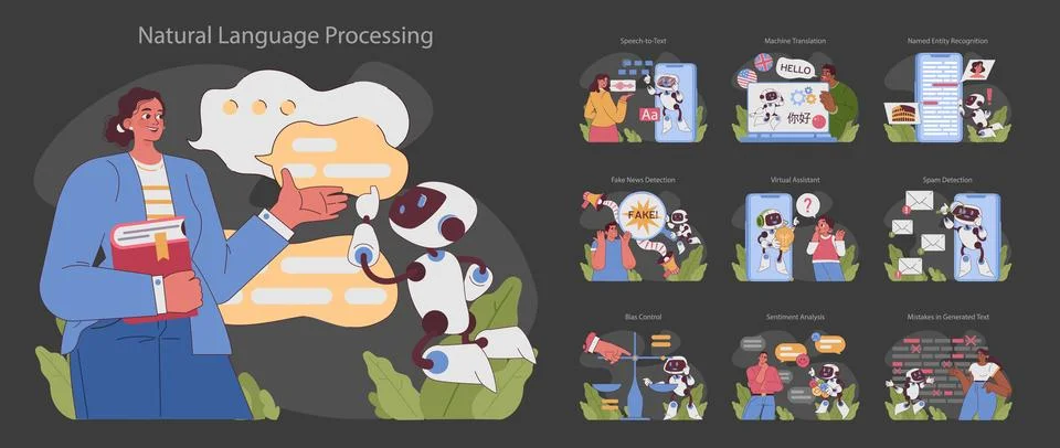 Natural language processing concept. Flat vector illustration イラスト素材