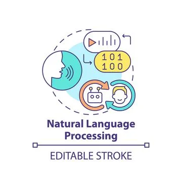 Natural language processing concept icon Stock Illustration