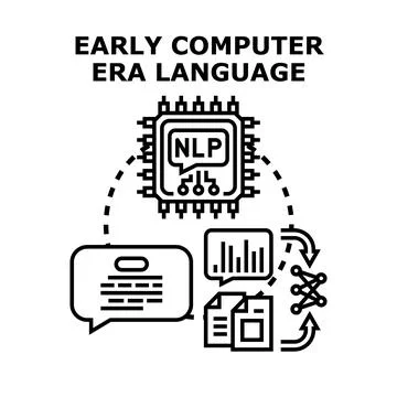 Natural language processing concept integrating data and analysis Stock Illustration
