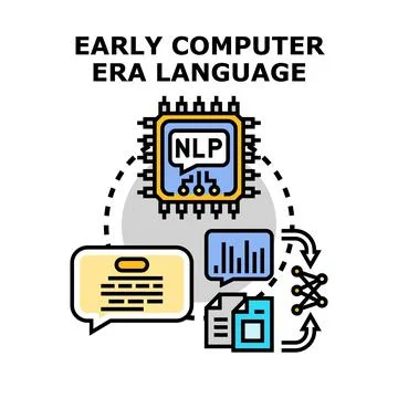 Natural language processing concept integrating data and analysis Stock Illustration