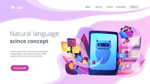 Natural language processing concept landing page. イラスト素材