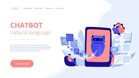 Natural language processing concept landing page. イラスト素材