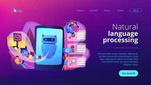 Natural language processing concept landing page. Stock-Illustration