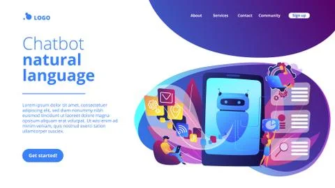 Natural language processing concept landing page. Stock-Illustration