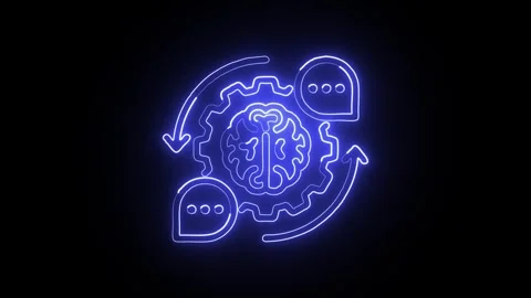 Natural Language Processing Isolated on Black Background Neon AI Communicat.. 動画素材 329056820