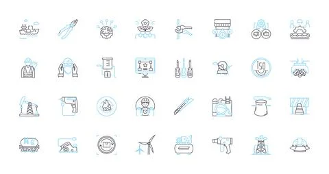 Natural language processing linear icons set. Analysis, Artificial intelligence Stock Illustration