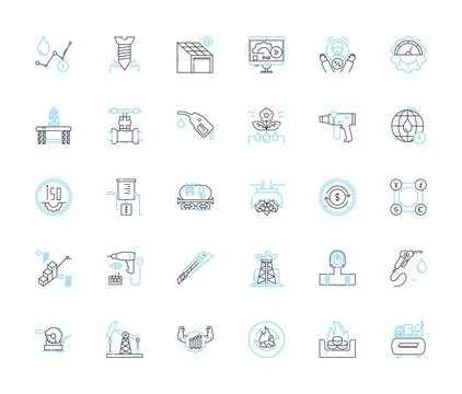 Natural language processing linear icons set. Analysis, Artificial intelligence Stock Illustration