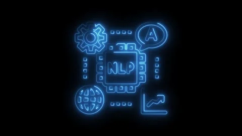 Natural language processing machine learning glowing neon concept artificia.. Stock Footage 308605943