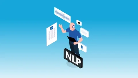 Natural Language Processing (NLP) Concept with Cyborg Developer and Voice R.. Video stock 337954643