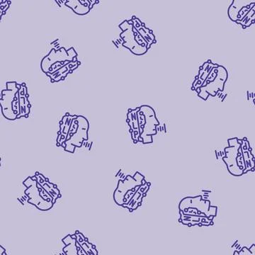 Natural language processing nlp seo line vector seamless pattern Stock Illustration