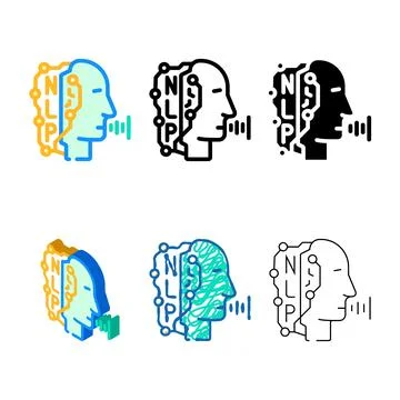 Natural language processing nlp seo color icon variety vector Stockillustratie