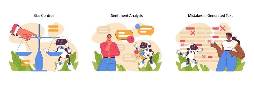 Natural language processing set. Flat vector illustration Illustrazione stock