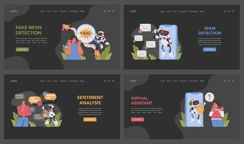 Natural language processing set. Flat vector illustration Illustrazione stock