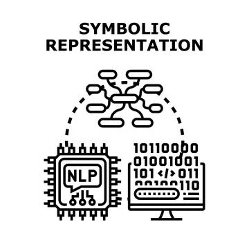 Natural language processing symbolic representation concept Stock Illustration