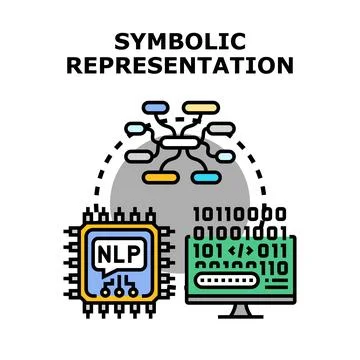 Natural language processing symbolic representation concept Stock Illustration