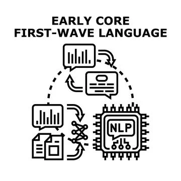 Natural language processing system analyzing data concept Illustrazione stock